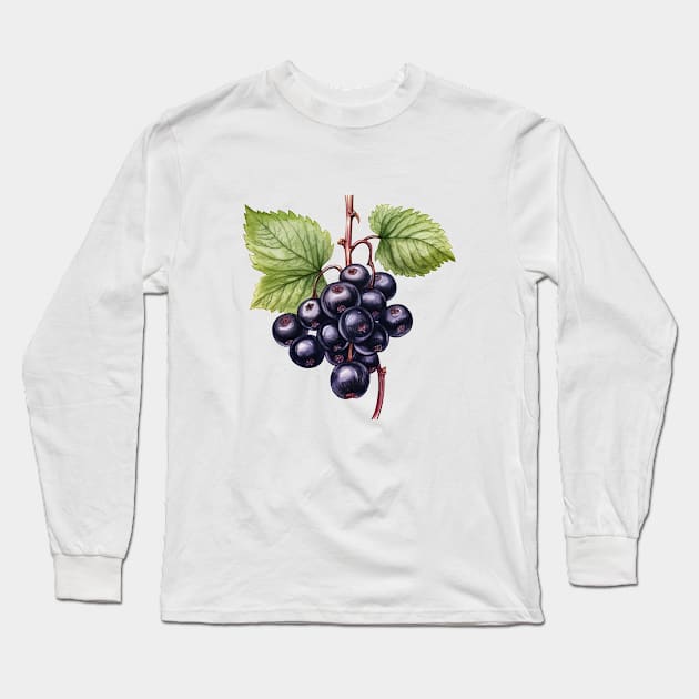 Blackcurrant Illustration Long Sleeve T-Shirt by Pastel Craft